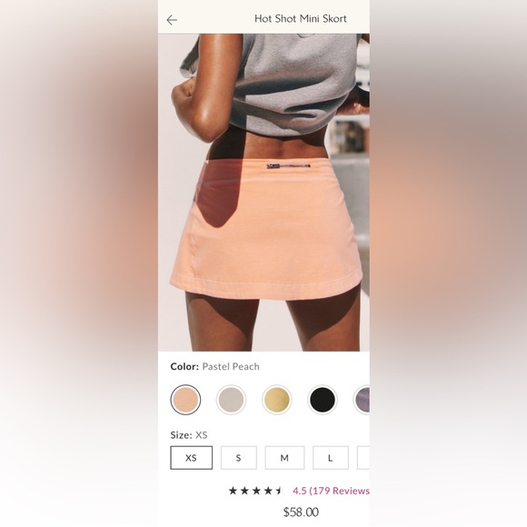 Free People Movement ~ Hot Shot Mini Skort ~ *NWT ~ Pastel Peach ~ XS ~ - Picture 9 of 12